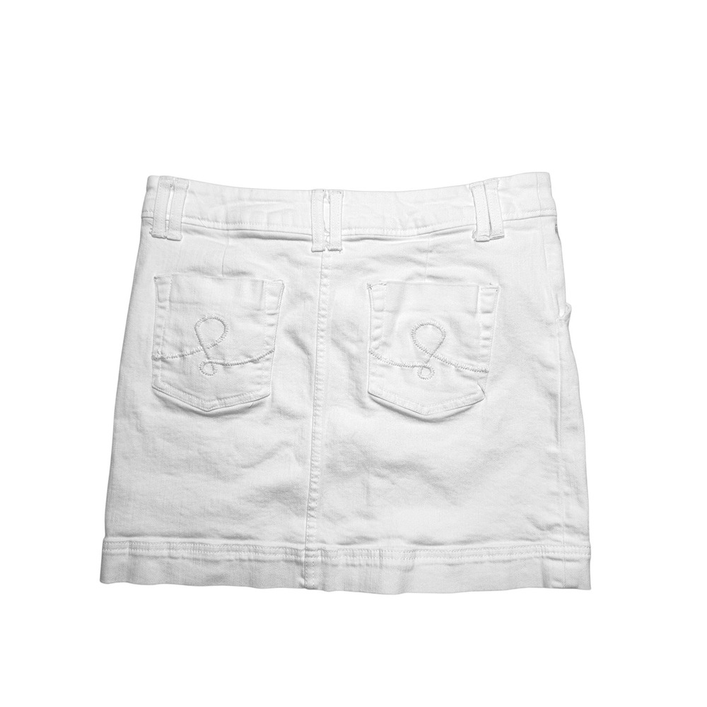 Lilly Pulitzer White Denim Mini Skirt Palm Beach Fit Size 4 Stretch Preppy